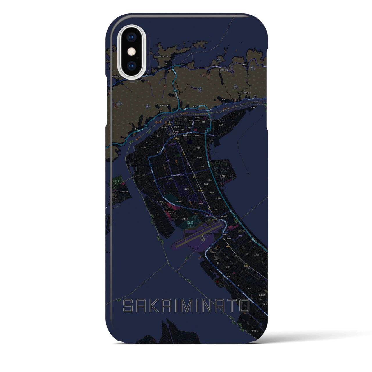 【境港(鳥取県)】地図柄iPhoneケース(バックカバータイプ)