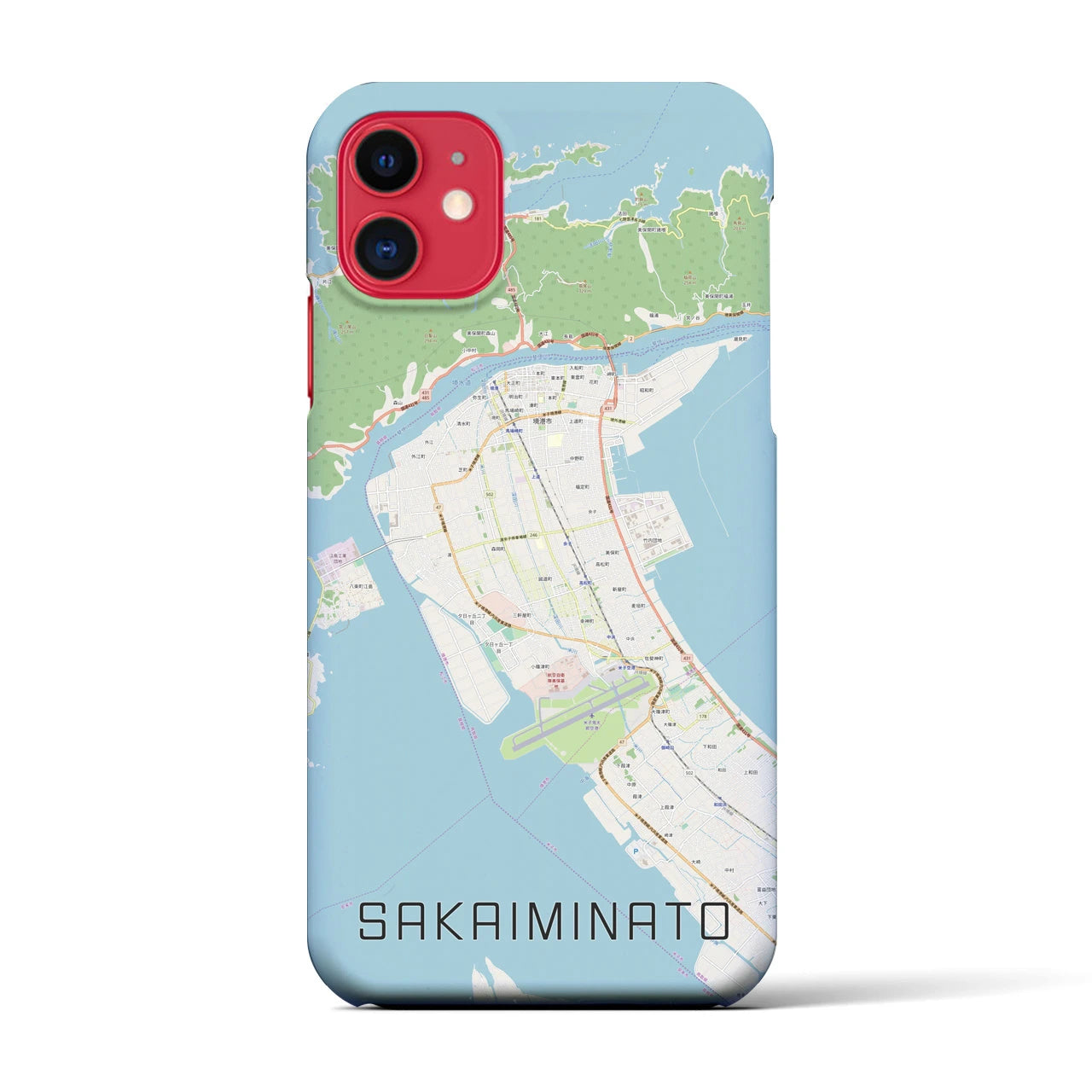 【境港(鳥取県)】地図柄iPhoneケース(バックカバータイプ)
