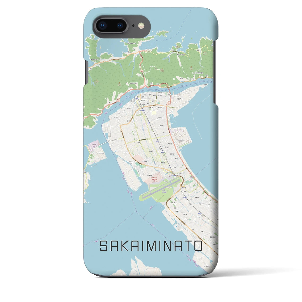 【境港(鳥取県)】地図柄iPhoneケース(バックカバータイプ)