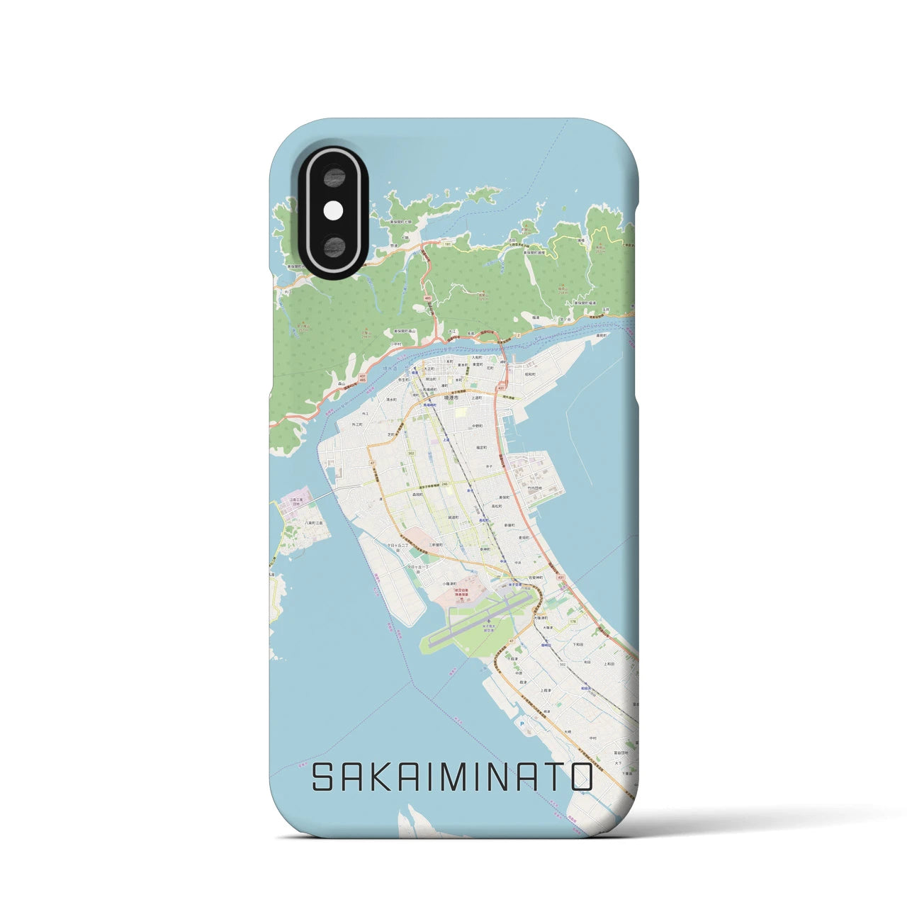 【境港(鳥取県)】地図柄iPhoneケース(バックカバータイプ)