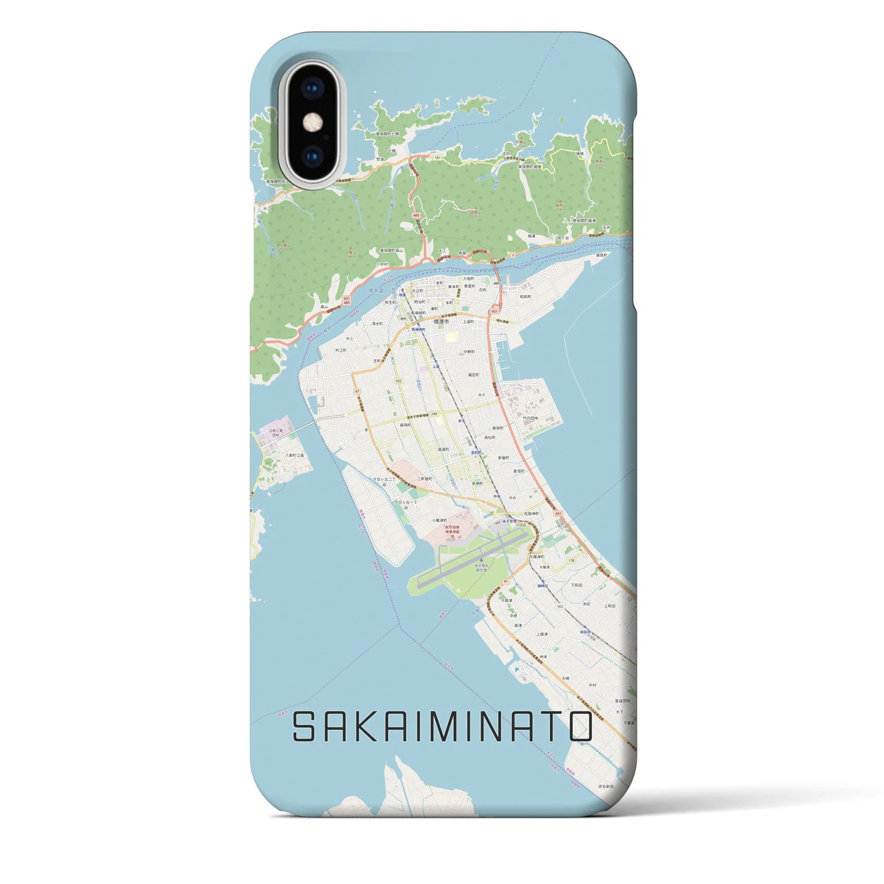 【境港(鳥取県)】地図柄iPhoneケース(バックカバータイプ)