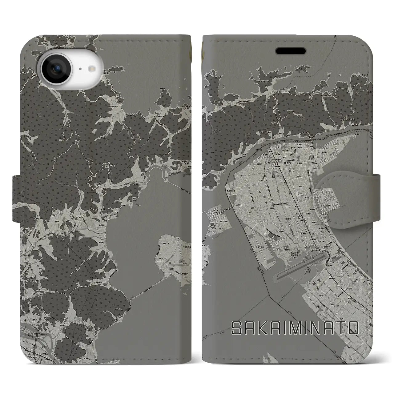 【境港(鳥取県)】地図柄iPhoneケース(手帳タイプ)