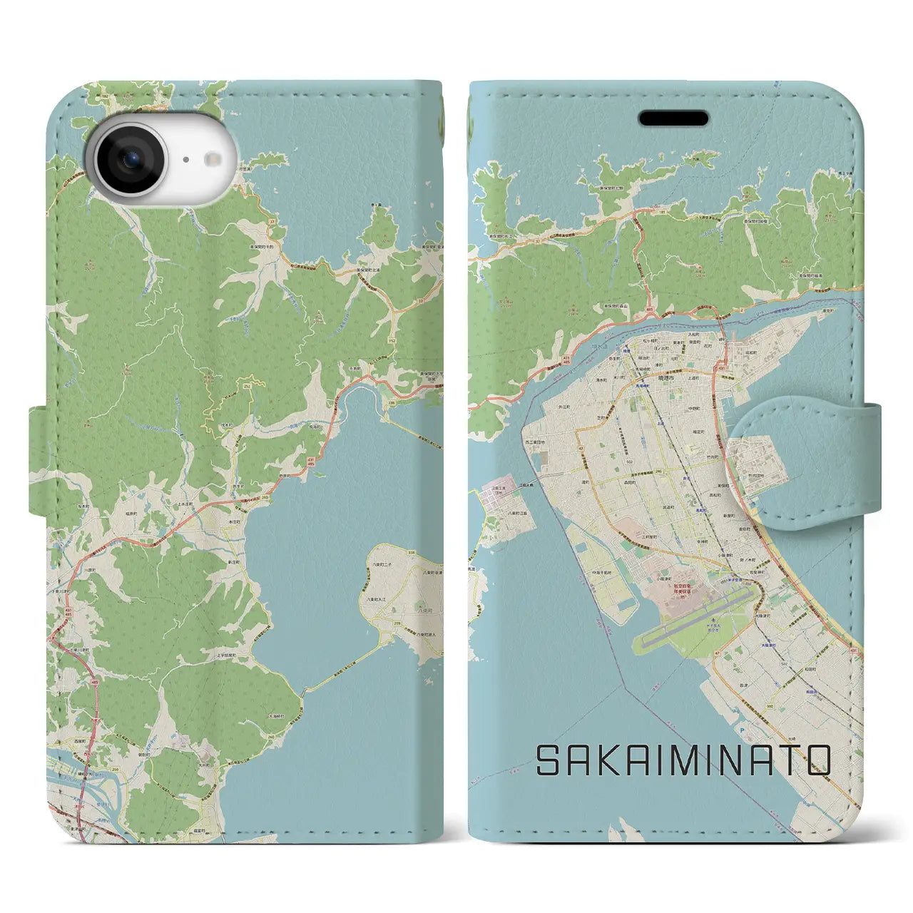 【境港(鳥取県)】地図柄iPhoneケース(手帳タイプ)