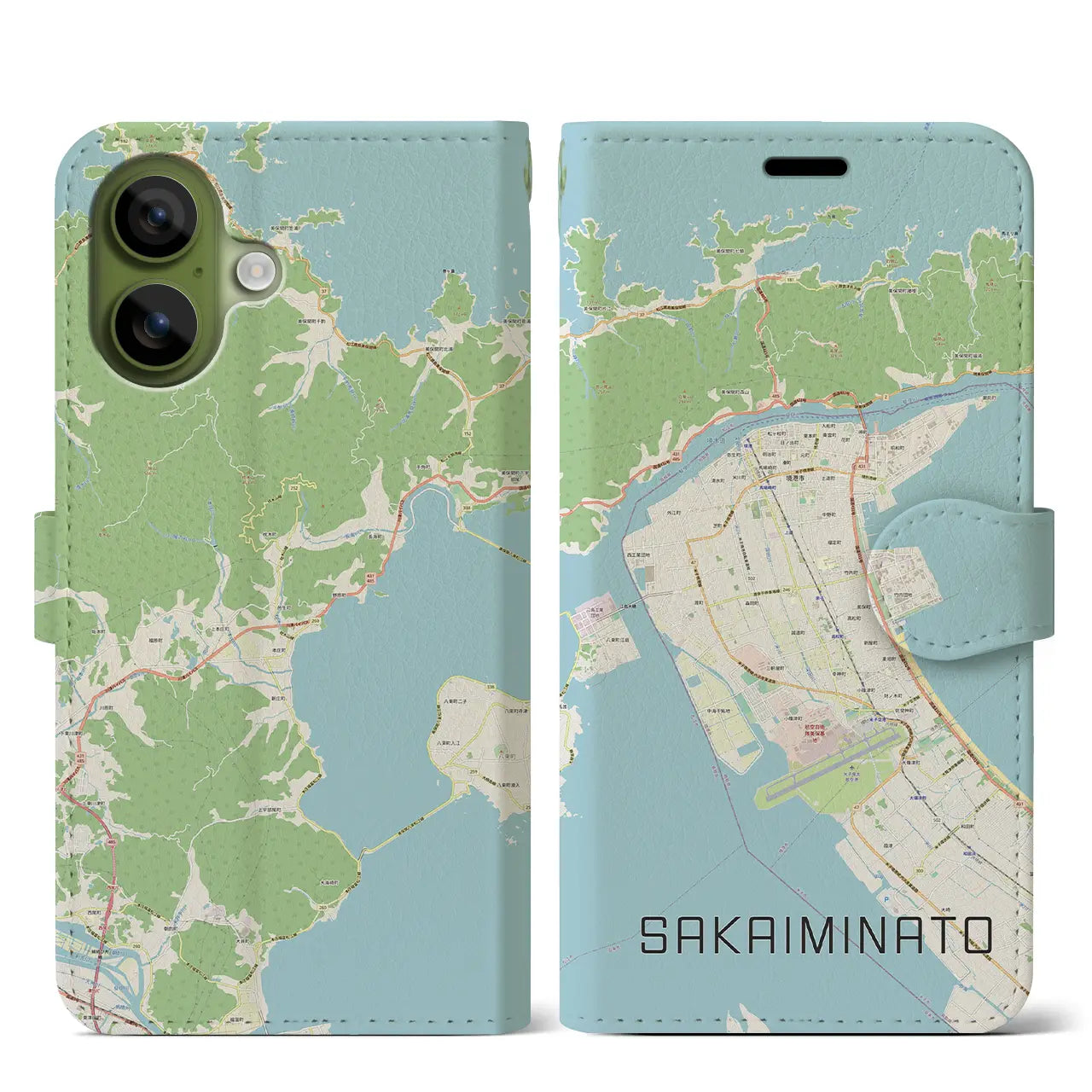 【境港(鳥取県)】地図柄iPhoneケース(手帳タイプ)