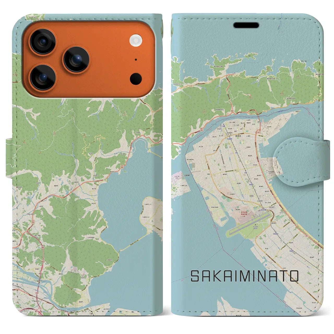 【境港(鳥取県)】地図柄iPhoneケース(手帳タイプ)ナチュラル・iPhone 17 Pro Max 用