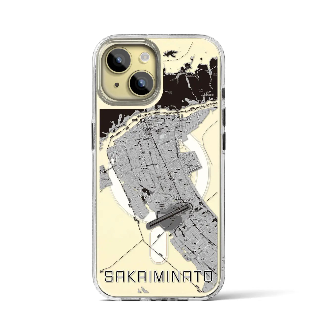 【境港(鳥取県)】地図柄iPhoneケース(MagSafeタイプ)