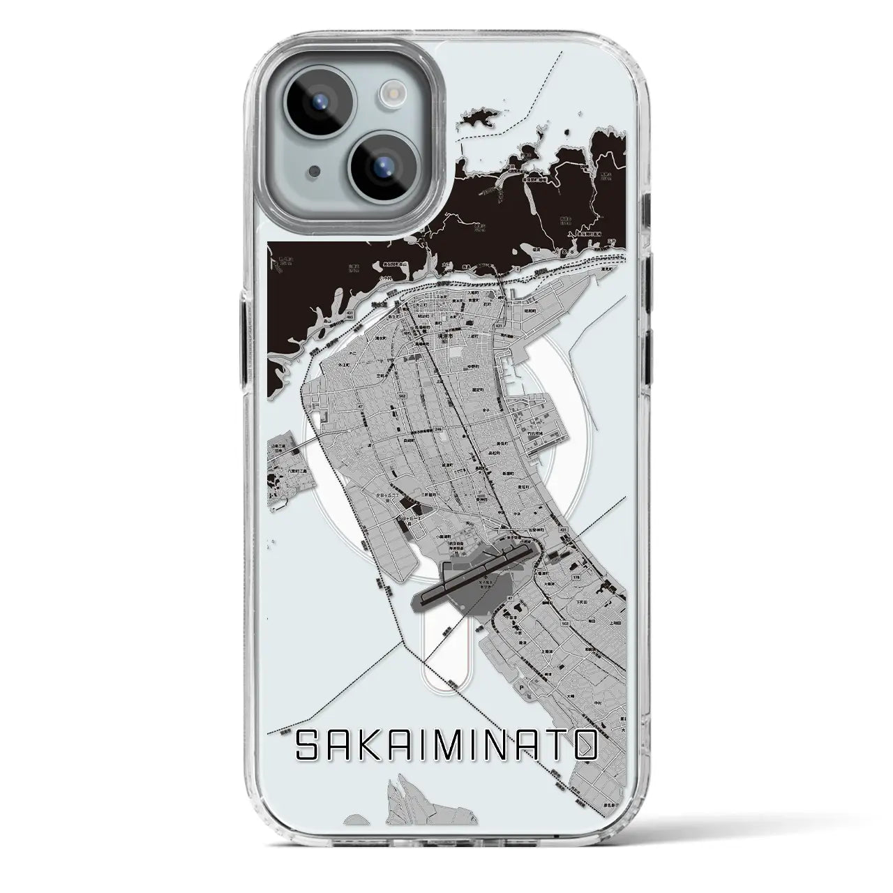 【境港(鳥取県)】地図柄iPhoneケース(MagSafeタイプ)