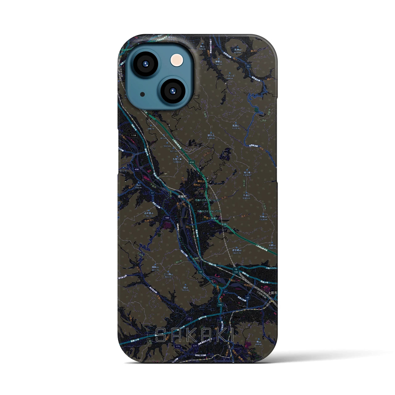 【坂城(長野県)】地図柄iPhoneケース(バックカバータイプ)