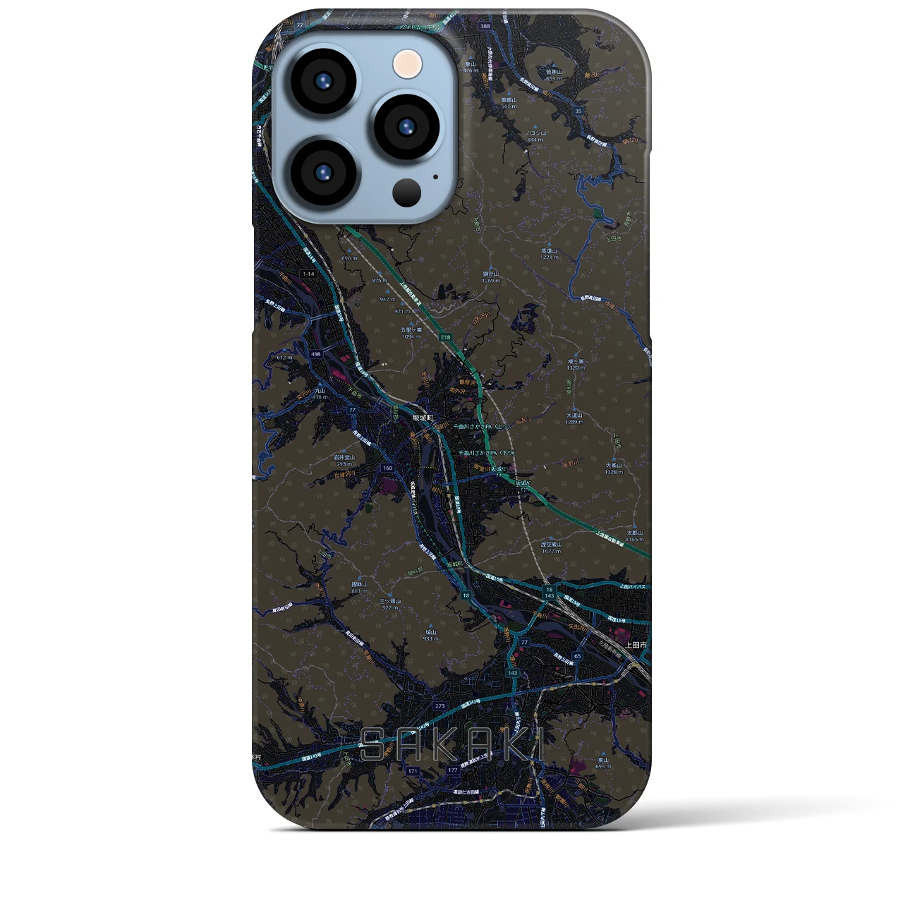 【坂城(長野県)】地図柄iPhoneケース(バックカバータイプ)