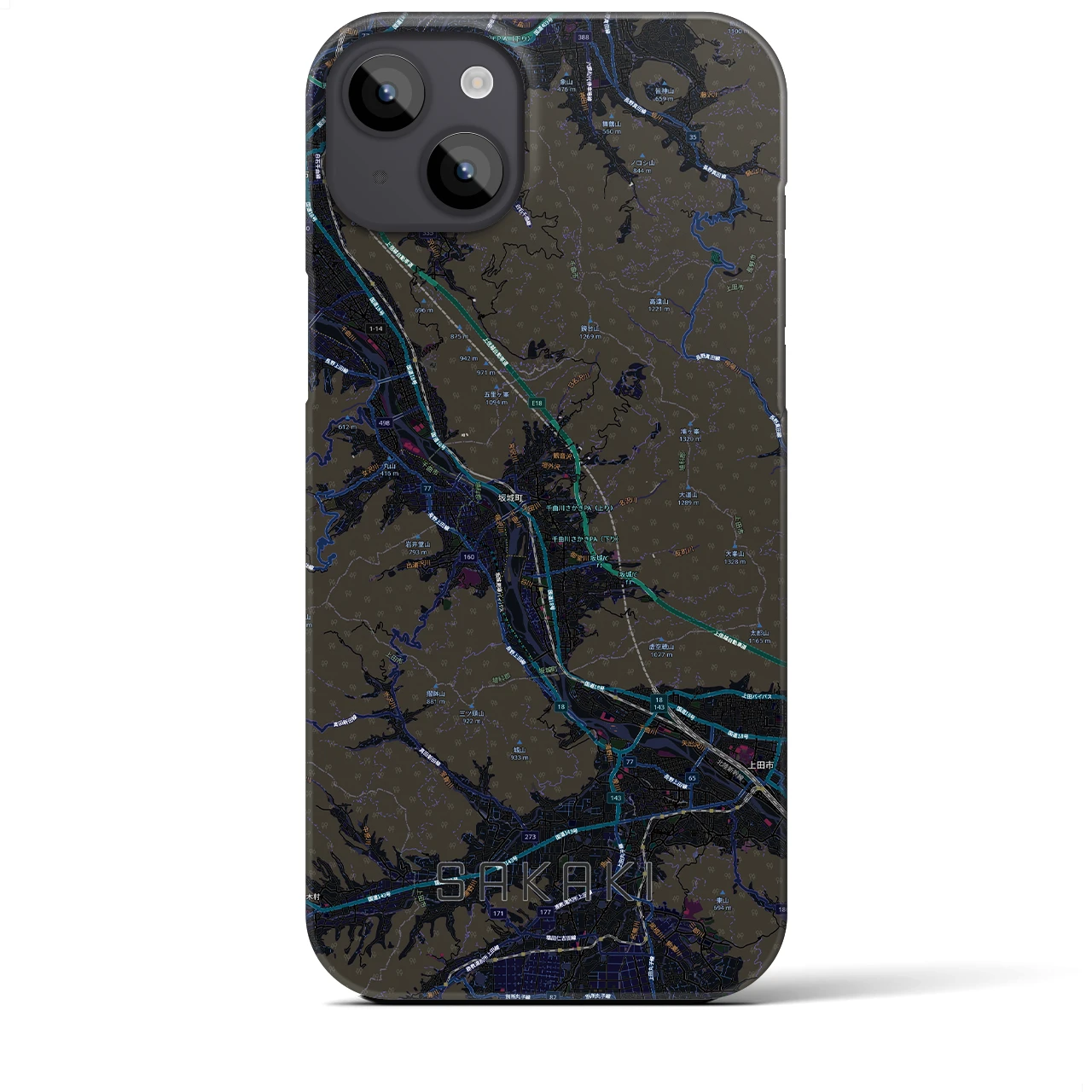 【坂城(長野県)】地図柄iPhoneケース(バックカバータイプ)