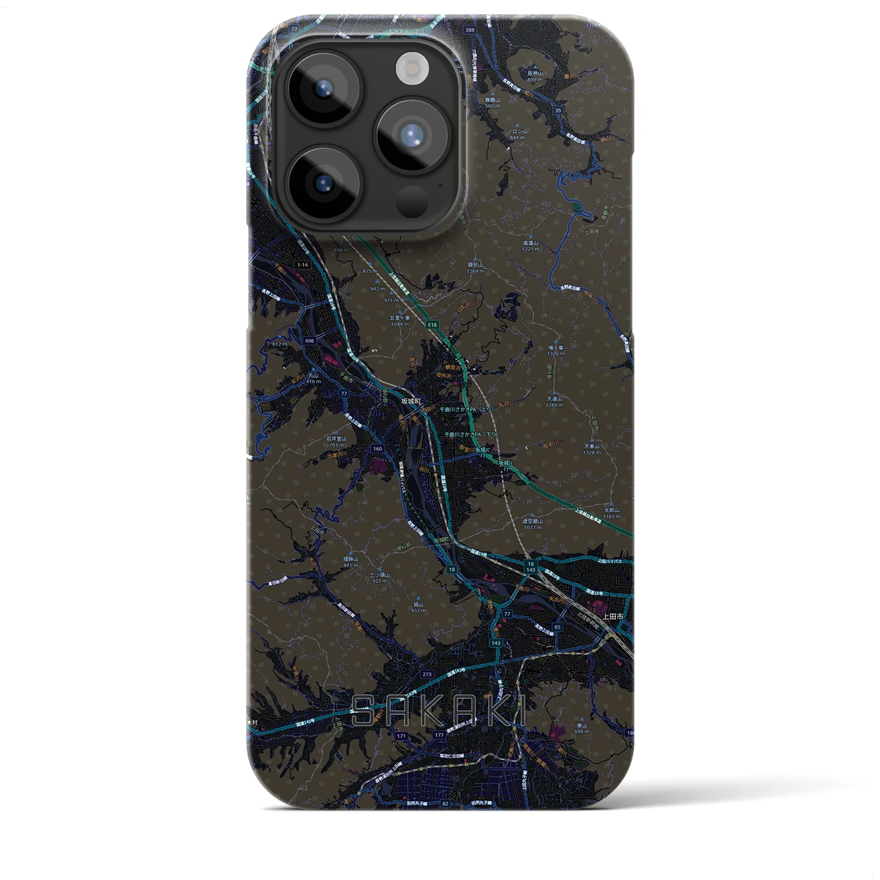 【坂城(長野県)】地図柄iPhoneケース(バックカバータイプ)