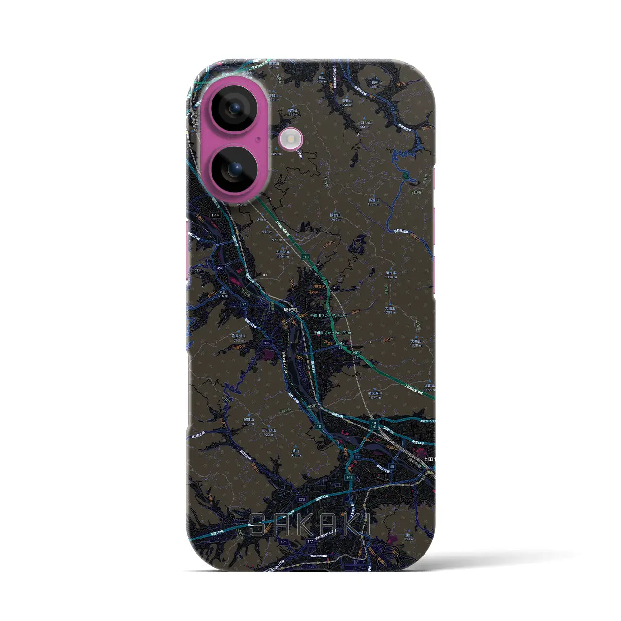 【坂城(長野県)】地図柄iPhoneケース(バックカバータイプ)