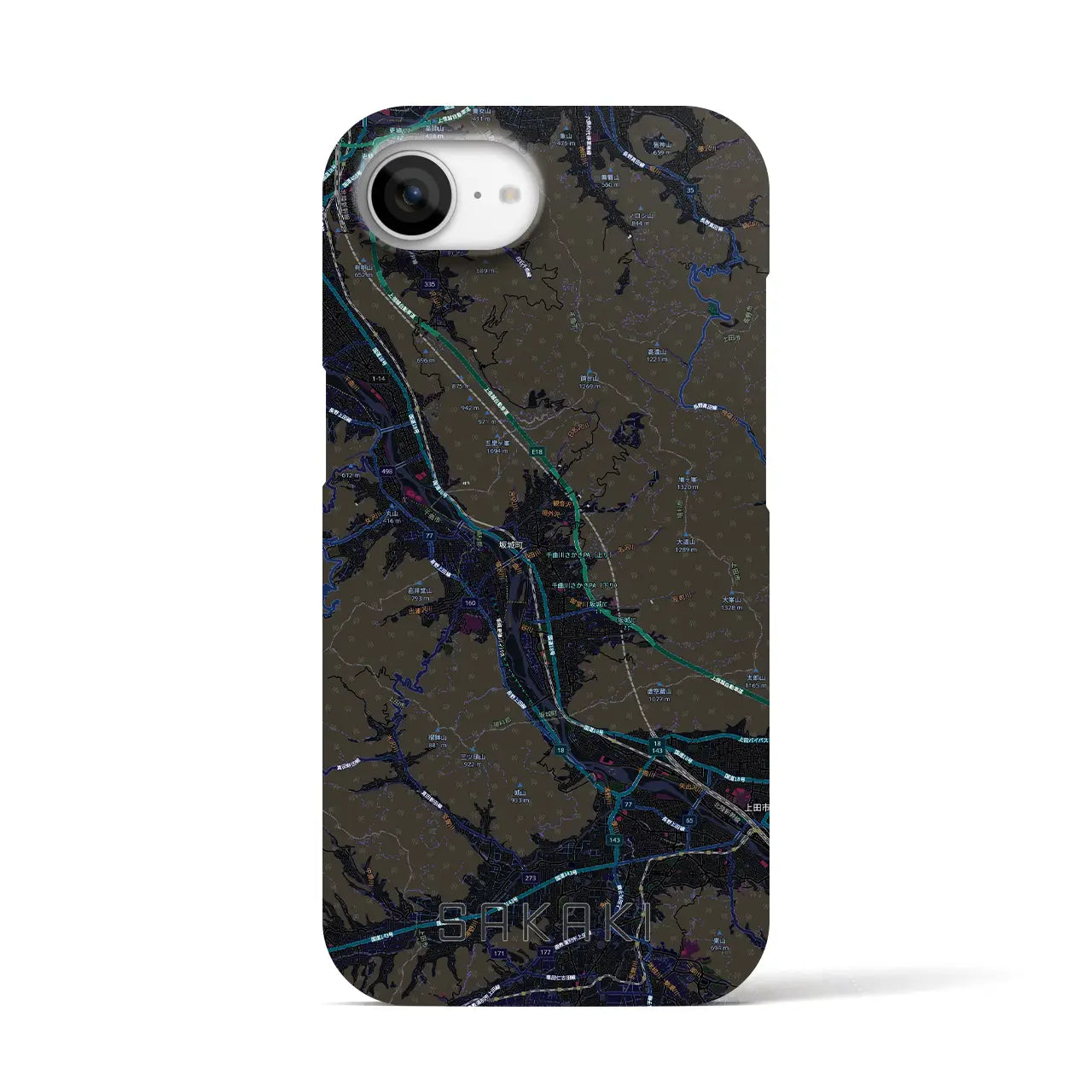 【坂城(長野県)】地図柄iPhoneケース(バックカバータイプ)