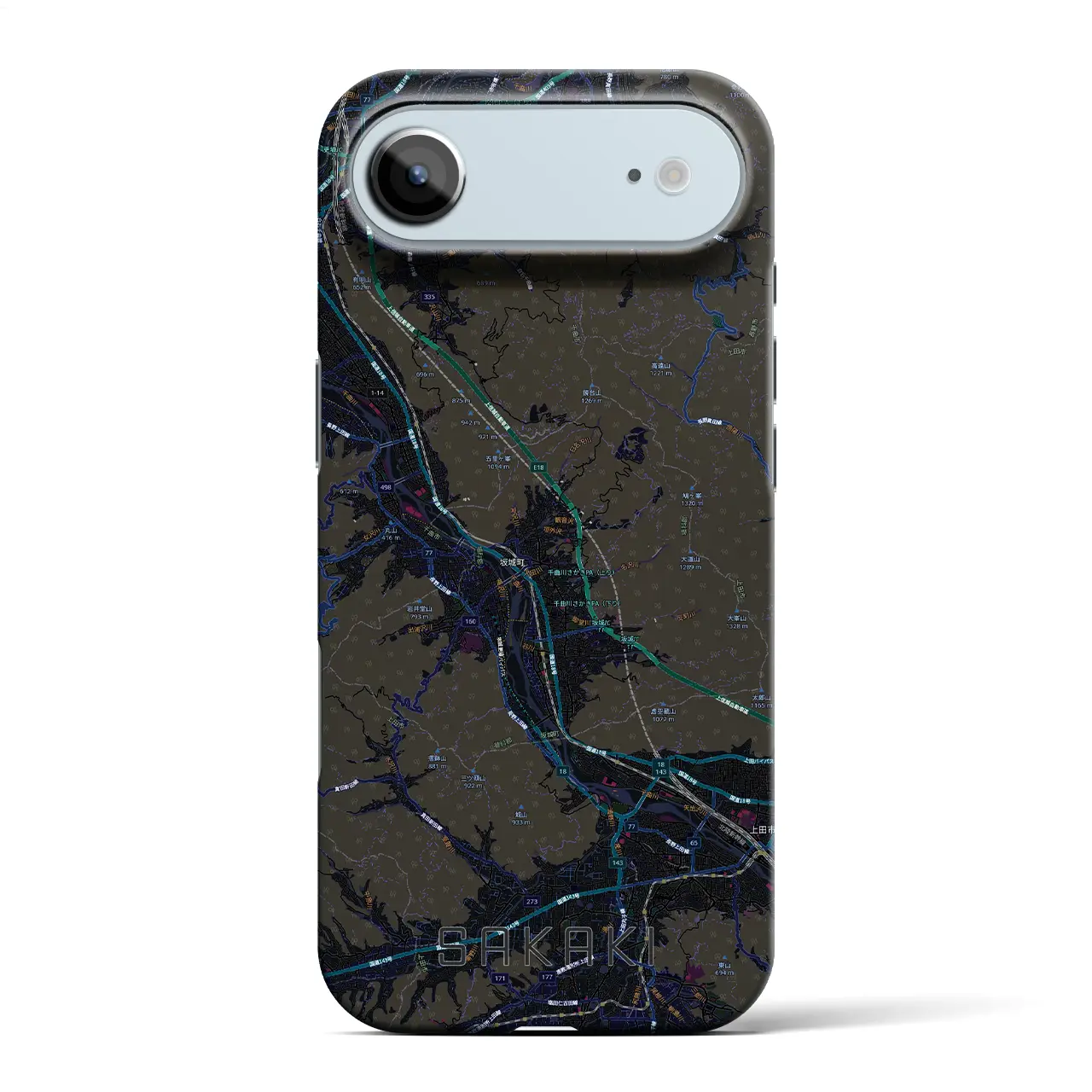 【坂城(長野県)】地図柄iPhoneケース(バックカバータイプ)