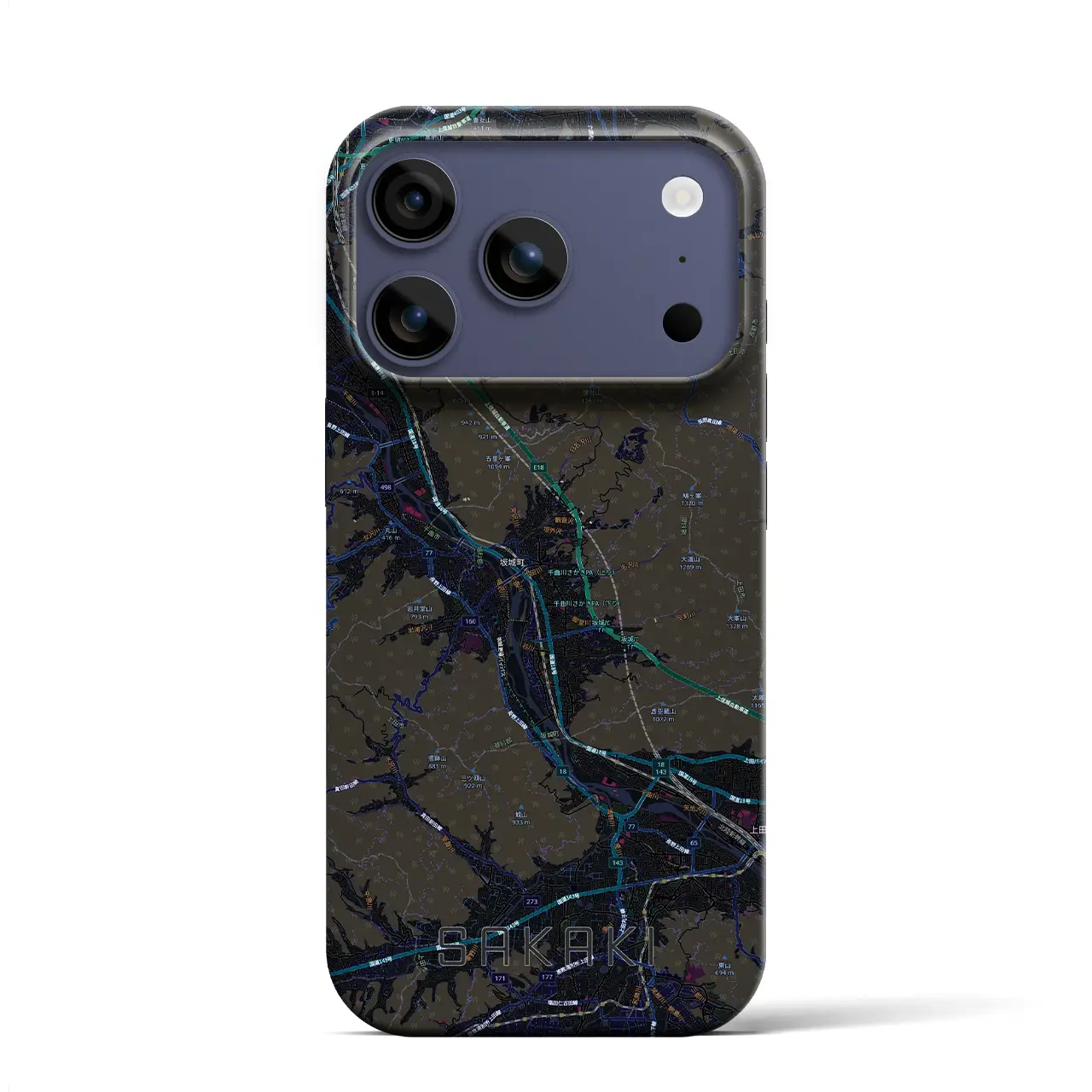 【坂城(長野県)】地図柄iPhoneケース(バックカバータイプ)