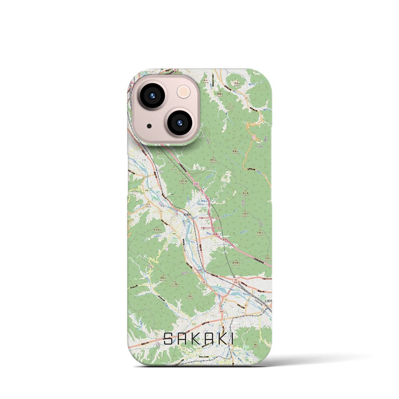 【坂城(長野県)】地図柄iPhoneケース(バックカバータイプ)