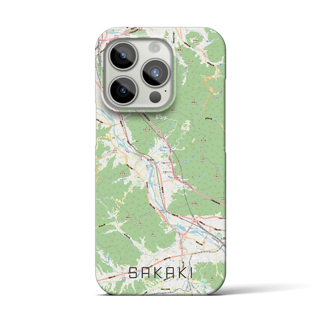 【坂城(長野県)】地図柄iPhoneケース(バックカバータイプ)