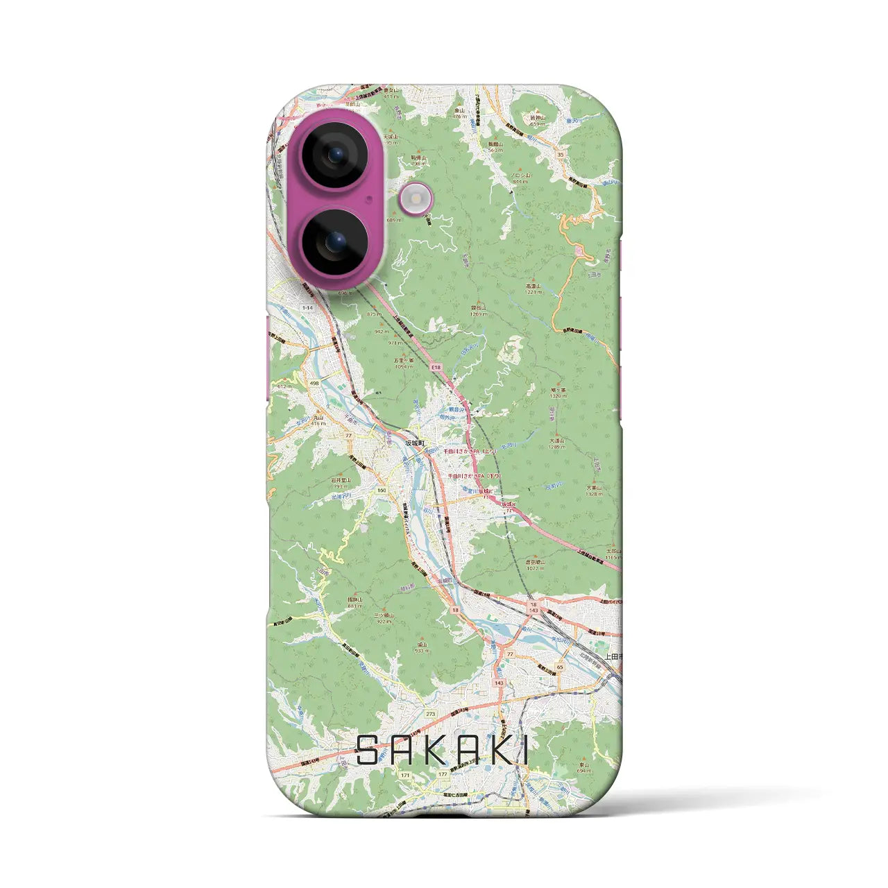 【坂城(長野県)】地図柄iPhoneケース(バックカバータイプ)