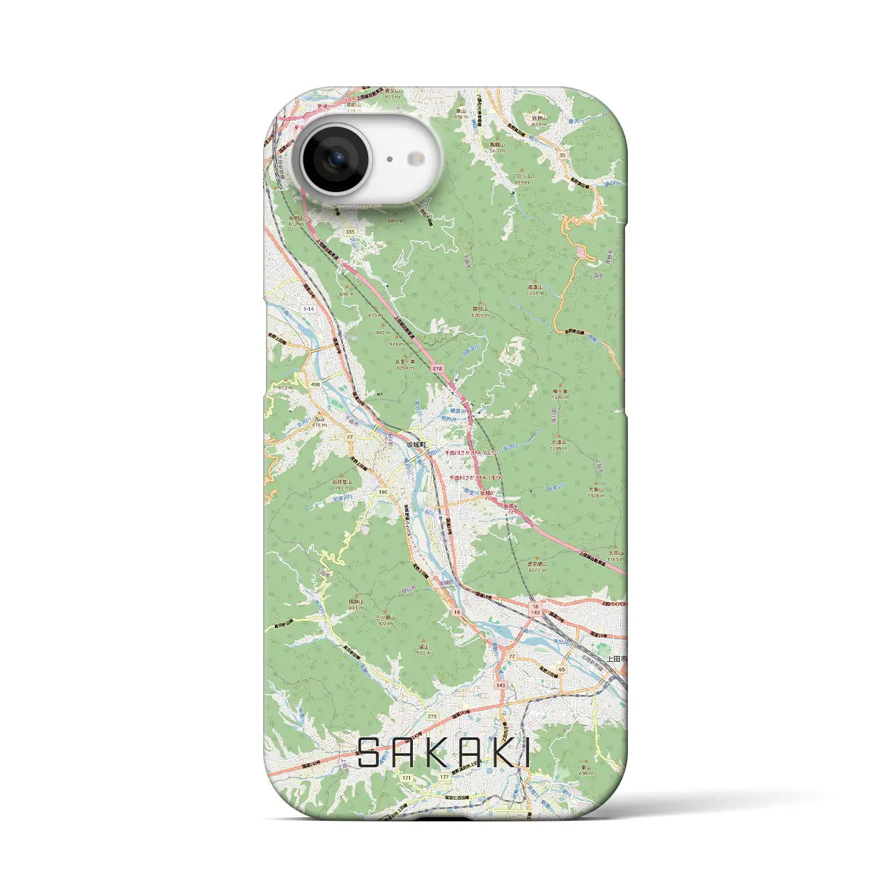 【坂城(長野県)】地図柄iPhoneケース(バックカバータイプ)