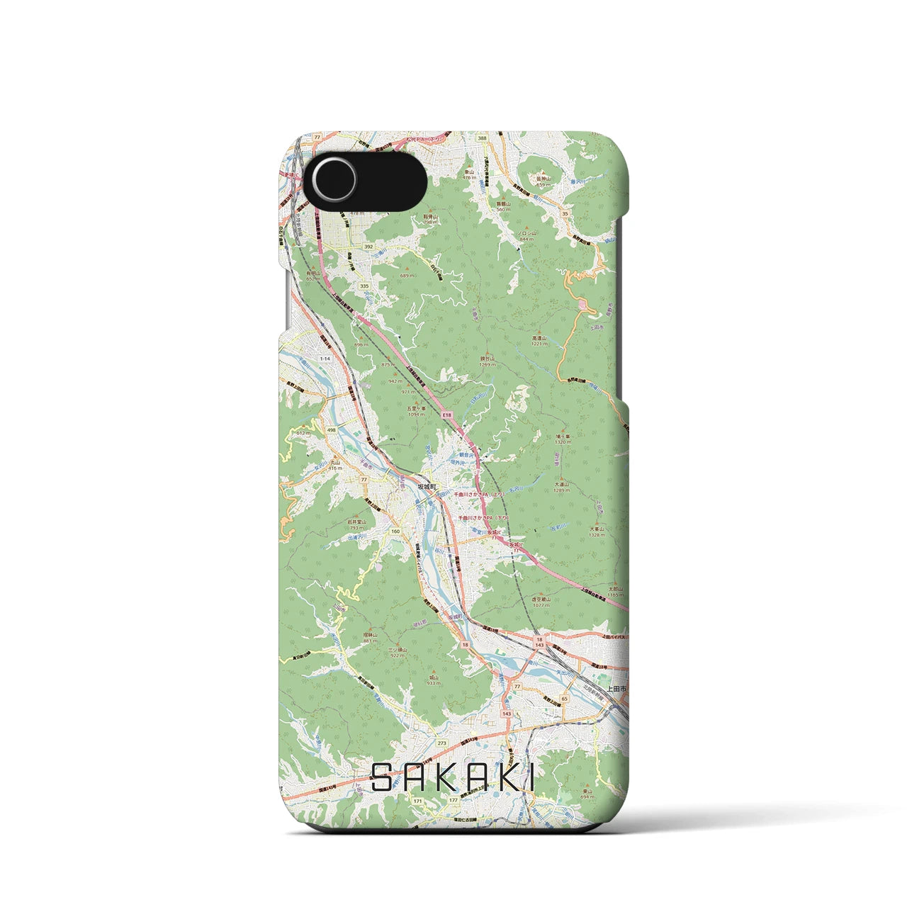 【坂城(長野県)】地図柄iPhoneケース(バックカバータイプ)