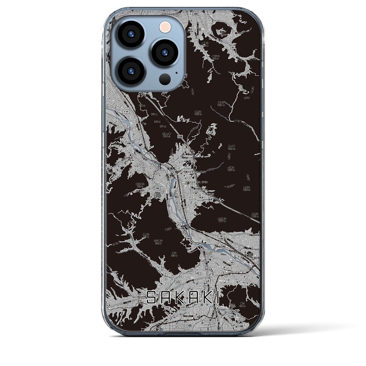 【坂城(長野県)】地図柄iPhoneケース(クリアタイプ)