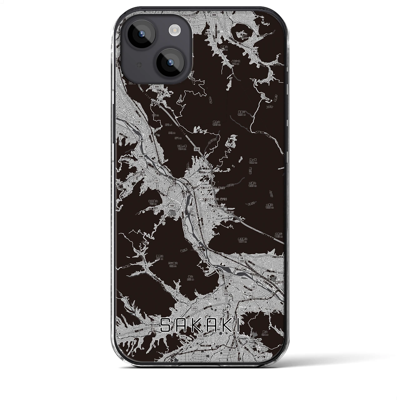 【坂城(長野県)】地図柄iPhoneケース(クリアタイプ)