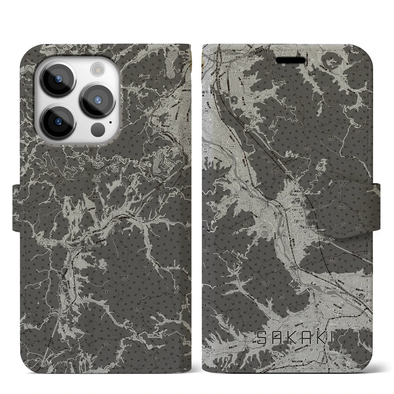 【坂城(長野県)】地図柄iPhoneケース(手帳タイプ)