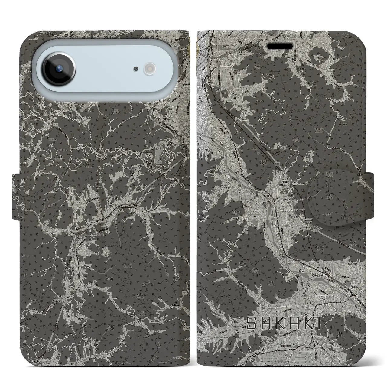 【坂城(長野県)】地図柄iPhoneケース(手帳タイプ)