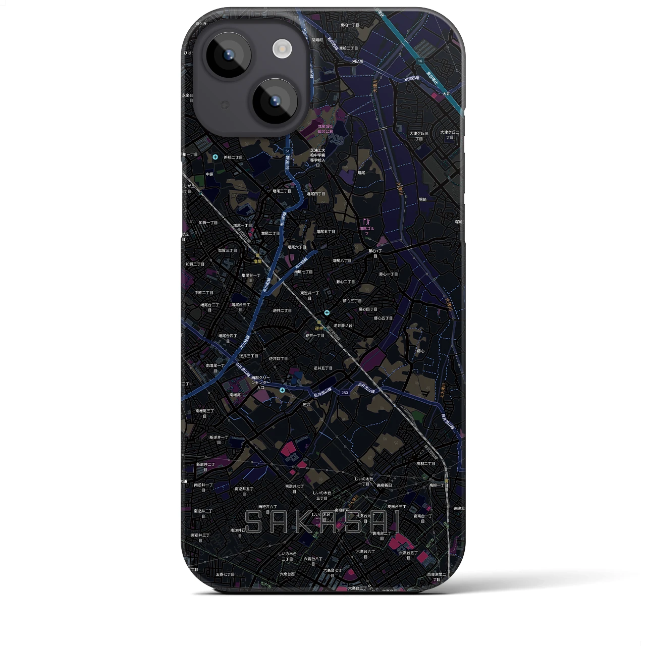 【逆井(千葉県)】地図柄iPhoneケース(バックカバータイプ)
