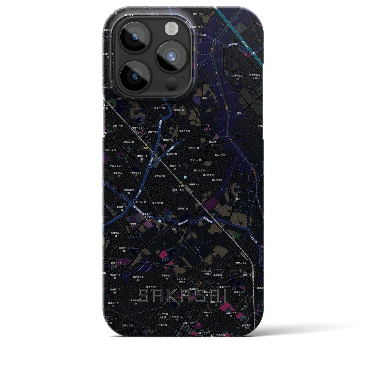 【逆井(千葉県)】地図柄iPhoneケース(バックカバータイプ)