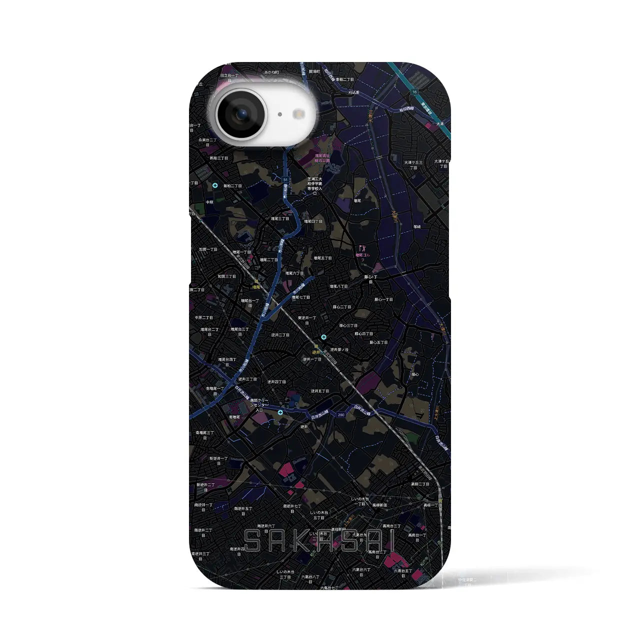 【逆井(千葉県)】地図柄iPhoneケース(バックカバータイプ)