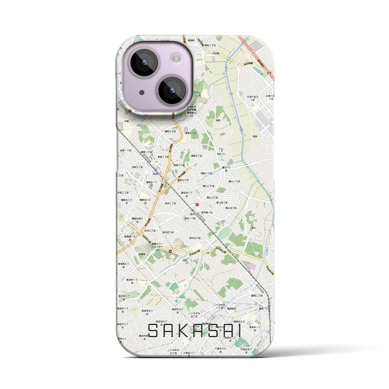 【逆井(千葉県)】地図柄iPhoneケース(バックカバータイプ)