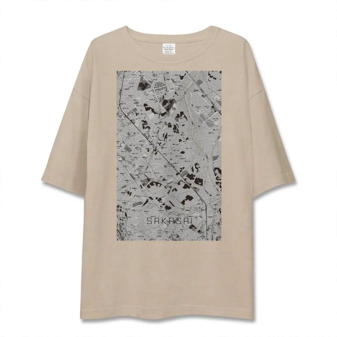 【逆井(千葉県)】地図柄ビッグシルエットTシャツ