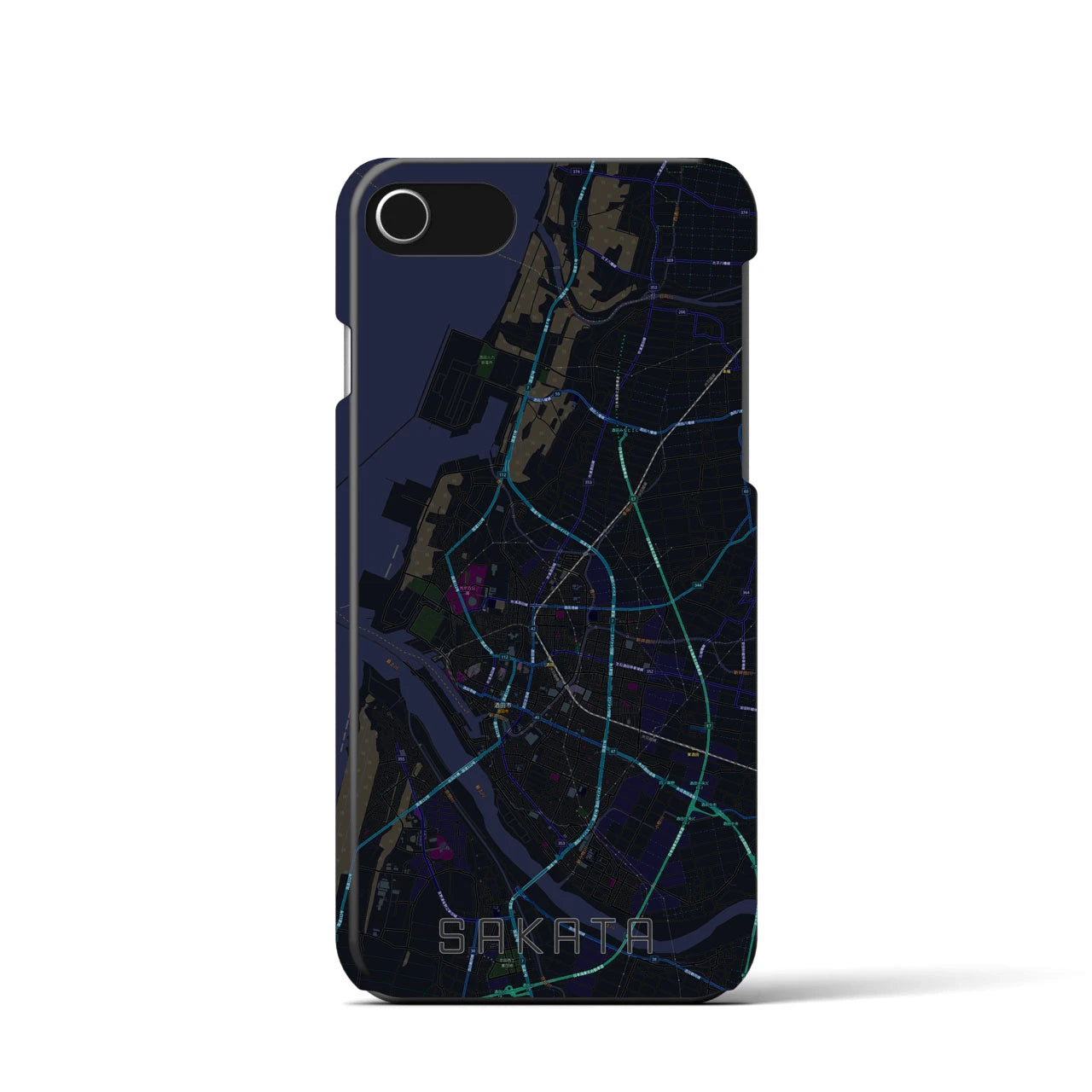 【酒田(山形県)】地図柄iPhoneケース(バックカバータイプ)