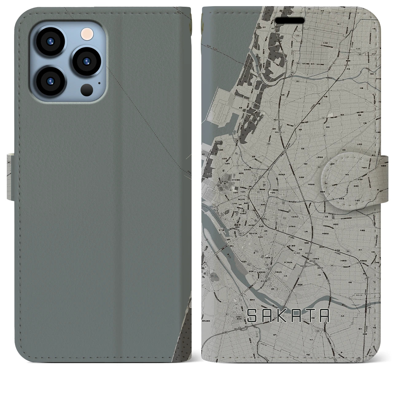 【酒田(山形県)】地図柄iPhoneケース(手帳タイプ)