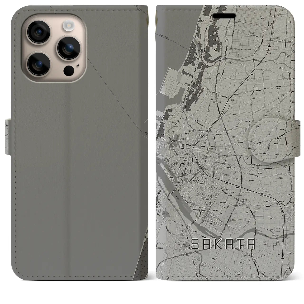 【酒田(山形県)】地図柄iPhoneケース(手帳タイプ)