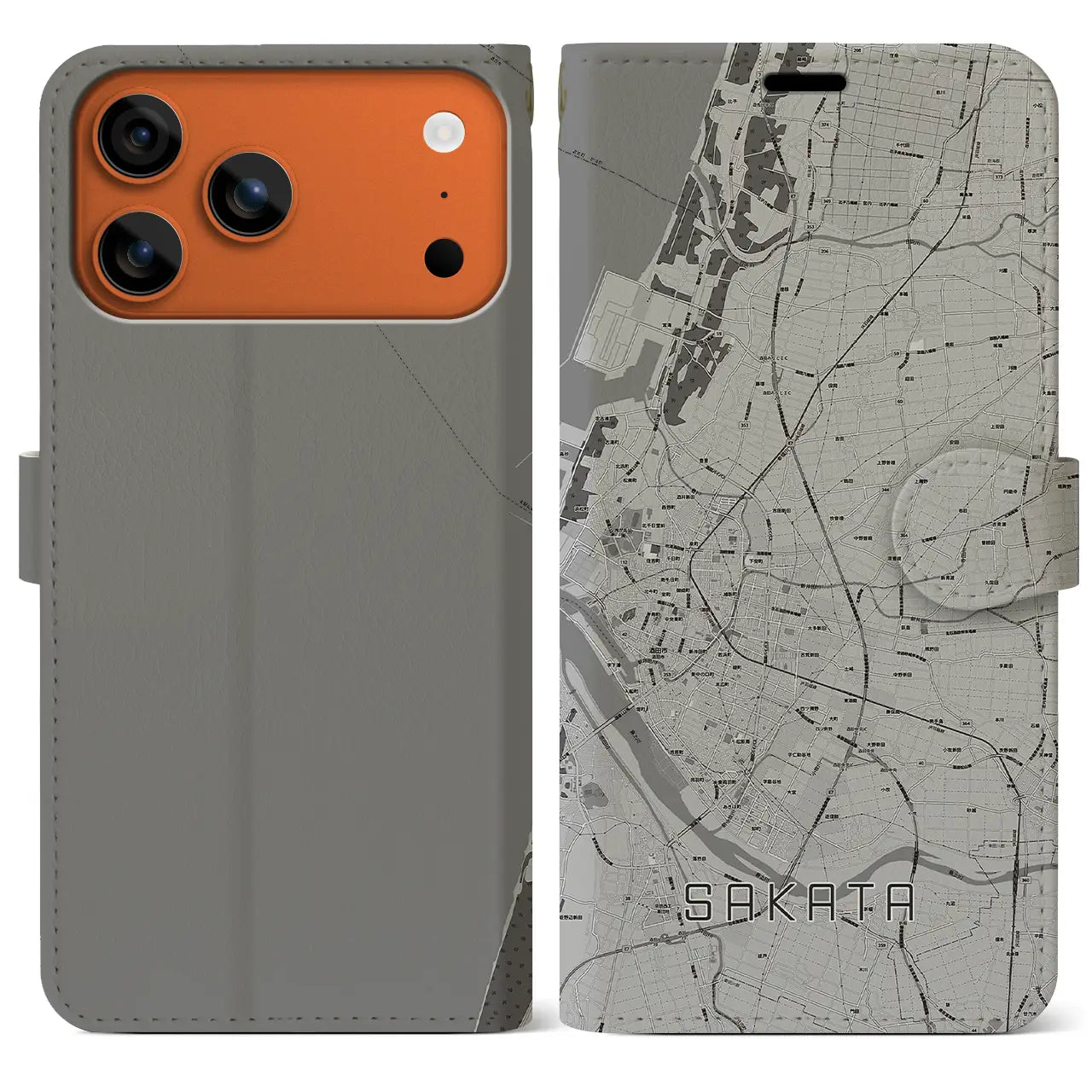 【酒田(山形県)】地図柄iPhoneケース(手帳タイプ)