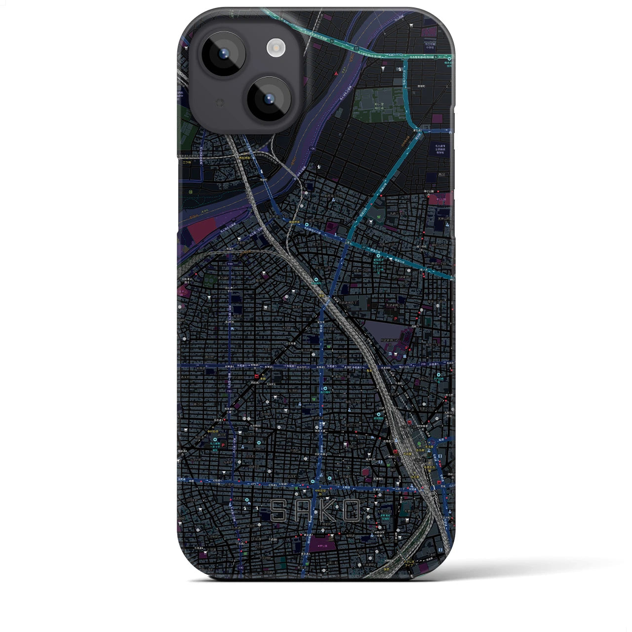 【栄生(愛知県)】地図柄iPhoneケース(バックカバータイプ)