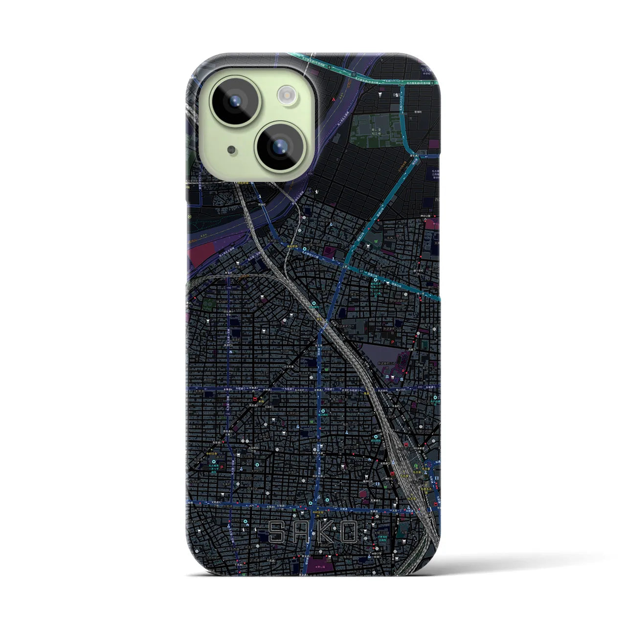 【栄生(愛知県)】地図柄iPhoneケース(バックカバータイプ)