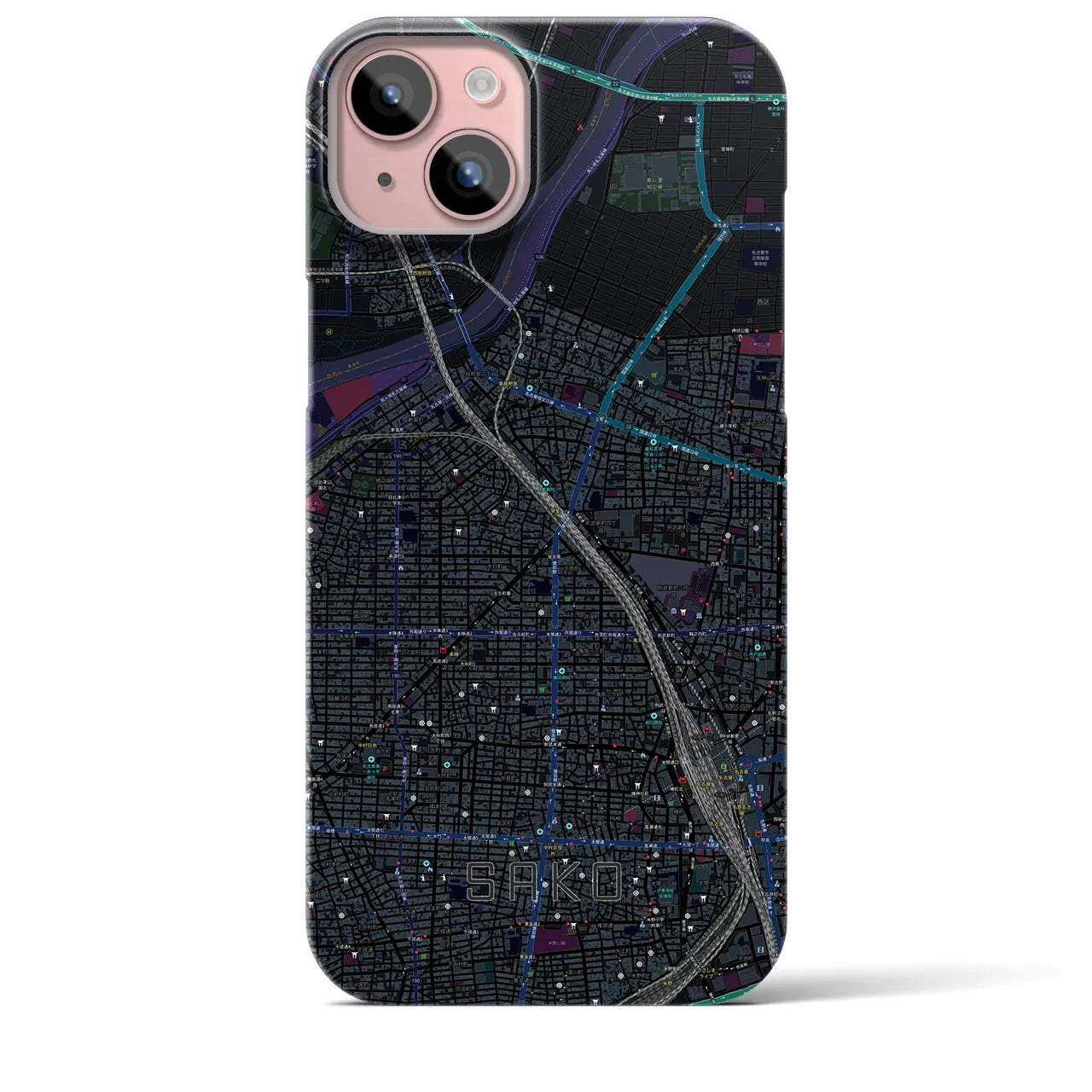 【栄生(愛知県)】地図柄iPhoneケース(バックカバータイプ)