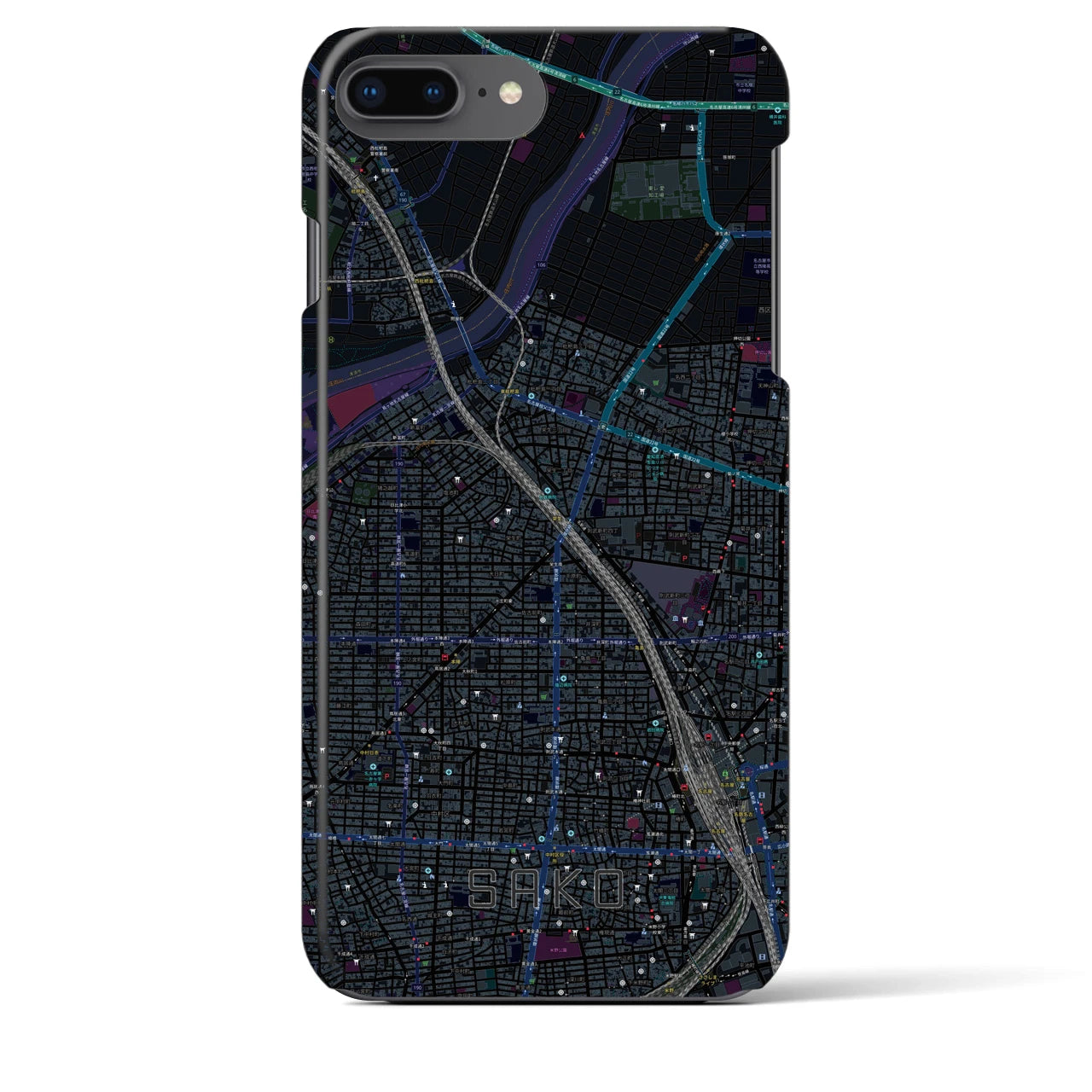 【栄生(愛知県)】地図柄iPhoneケース(バックカバータイプ)