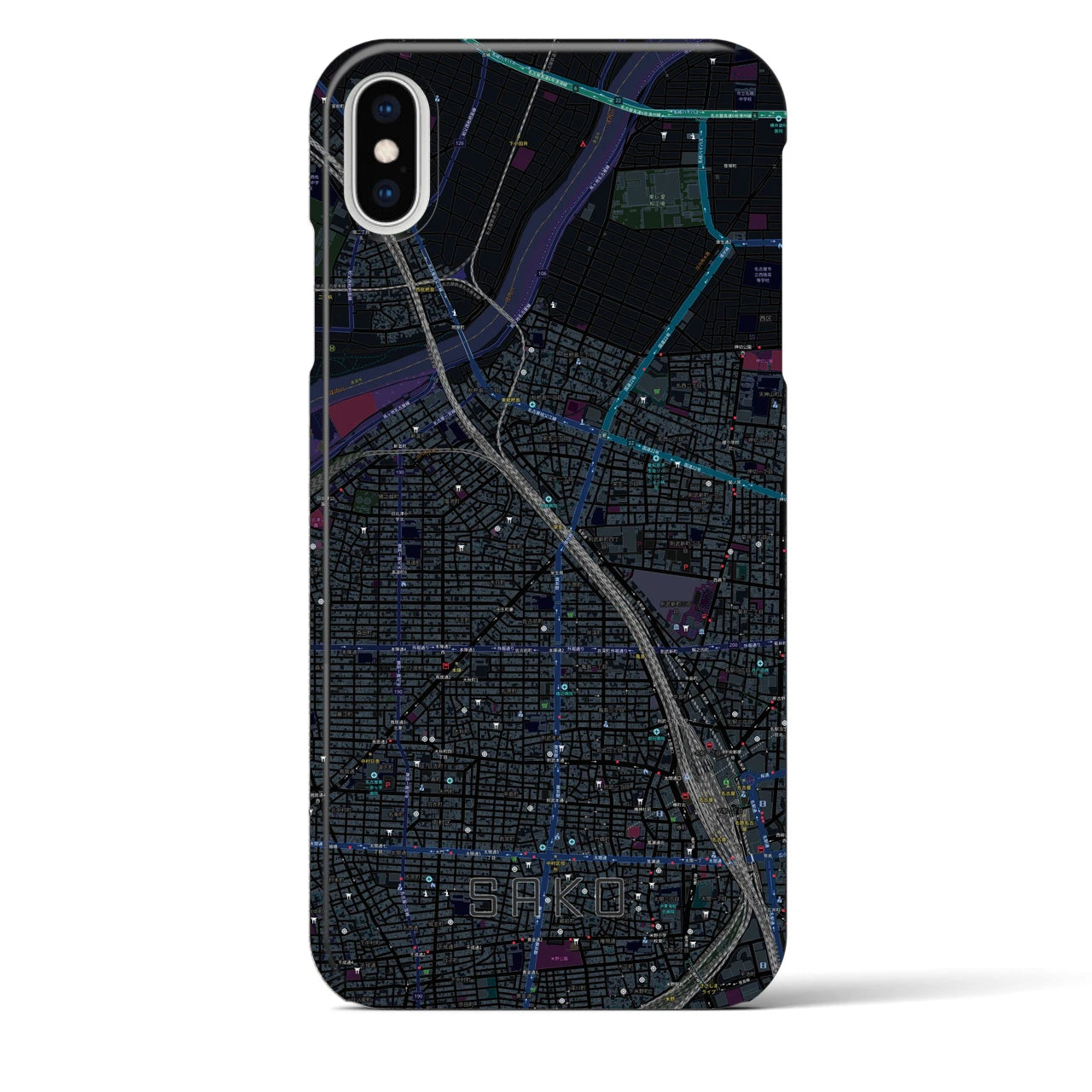 【栄生(愛知県)】地図柄iPhoneケース(バックカバータイプ)