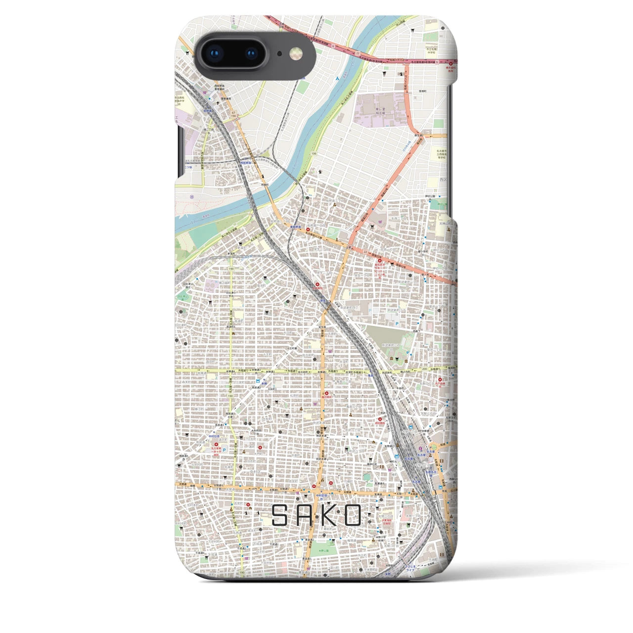 【栄生(愛知県)】地図柄iPhoneケース(バックカバータイプ)