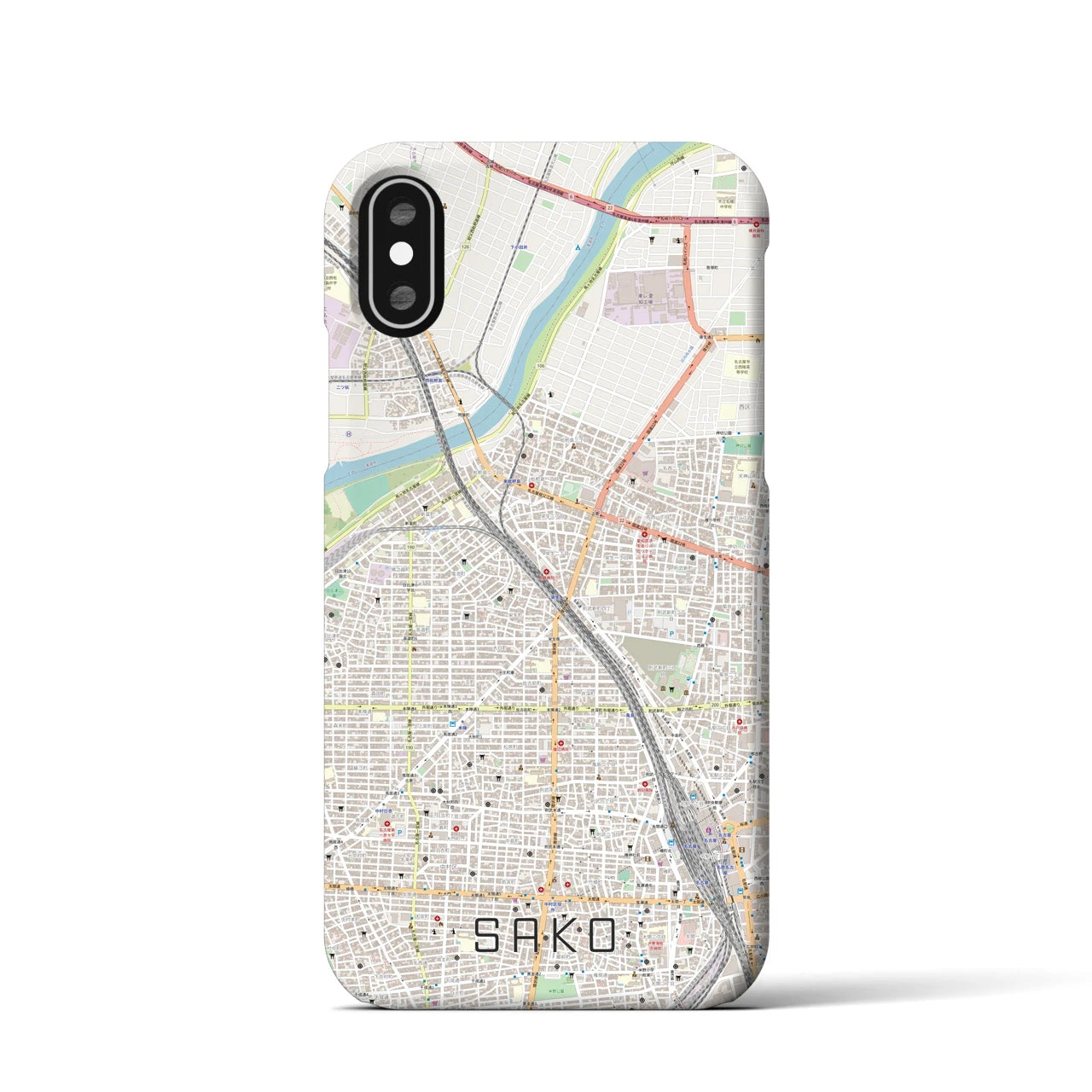 【栄生(愛知県)】地図柄iPhoneケース(バックカバータイプ)