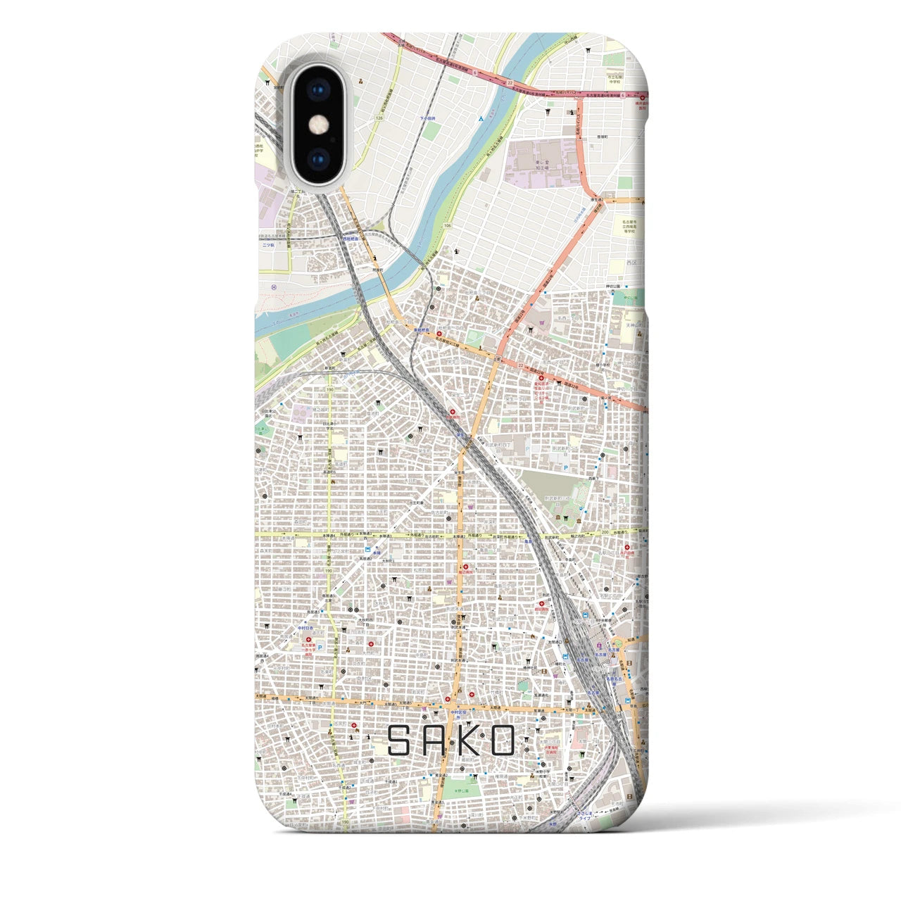 【栄生(愛知県)】地図柄iPhoneケース(バックカバータイプ)