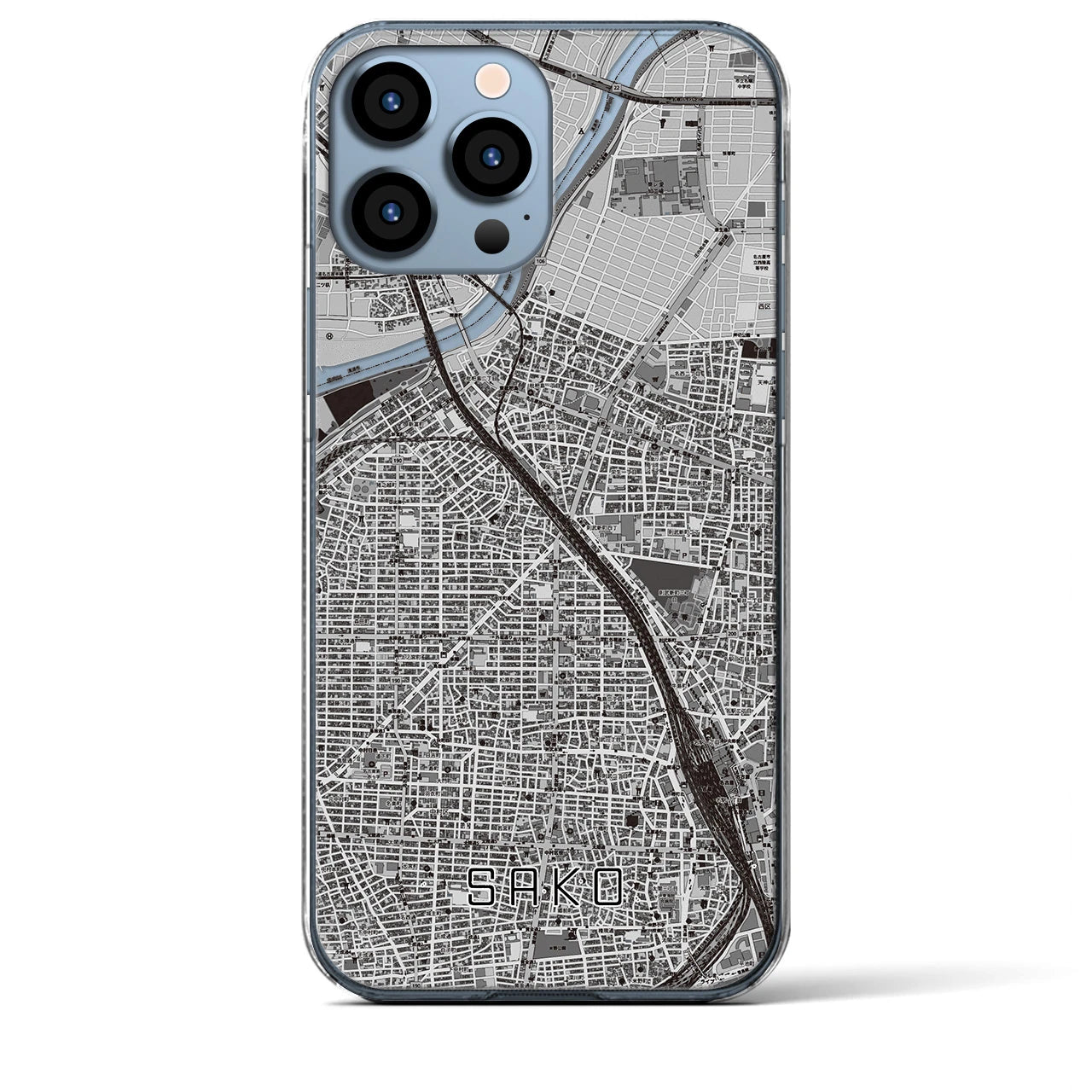 【栄生(愛知県)】地図柄iPhoneケース(クリアタイプ)