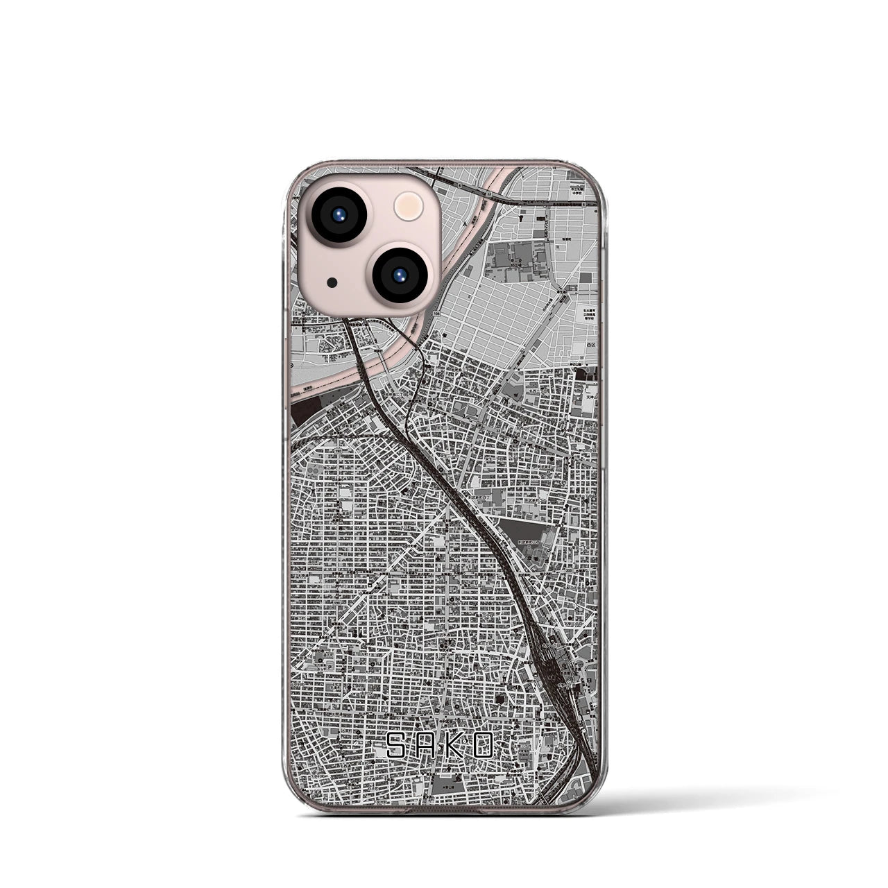 【栄生(愛知県)】地図柄iPhoneケース(クリアタイプ)