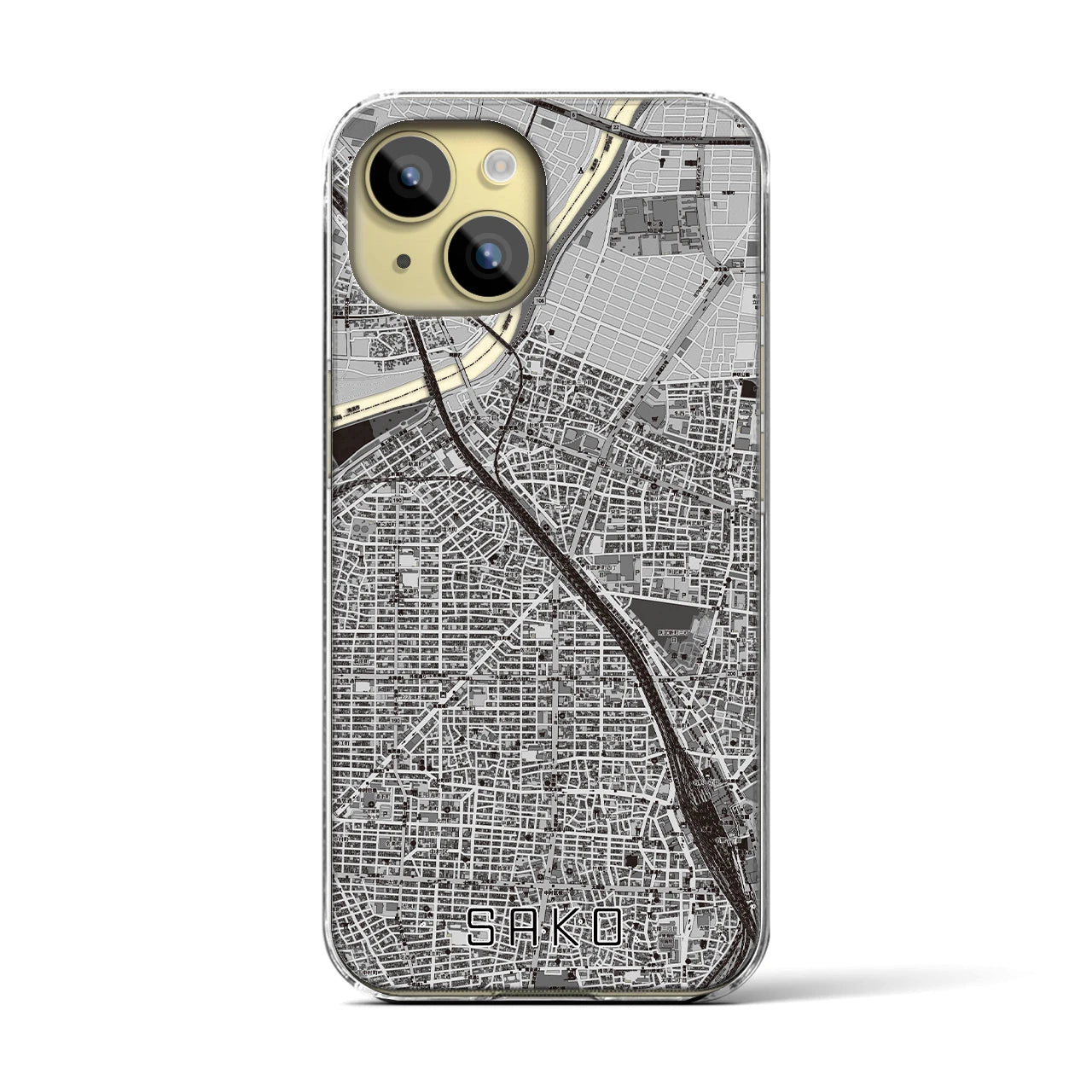 【栄生(愛知県)】地図柄iPhoneケース(クリアタイプ)