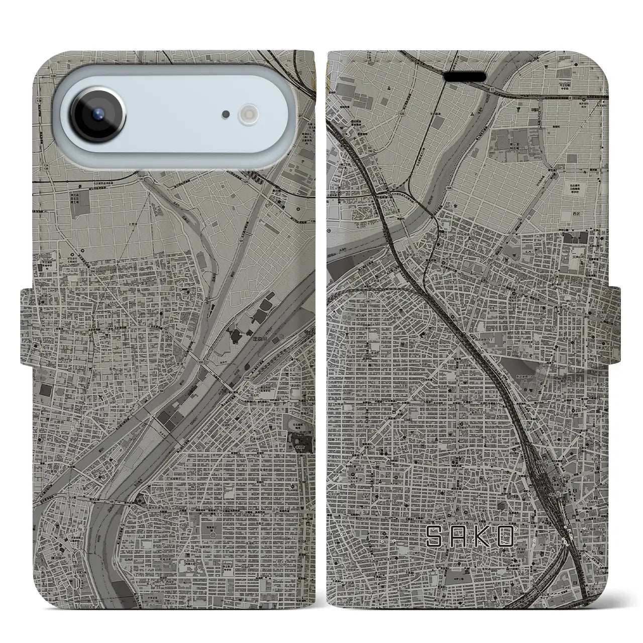 【栄生(愛知県)】地図柄iPhoneケース(手帳タイプ)