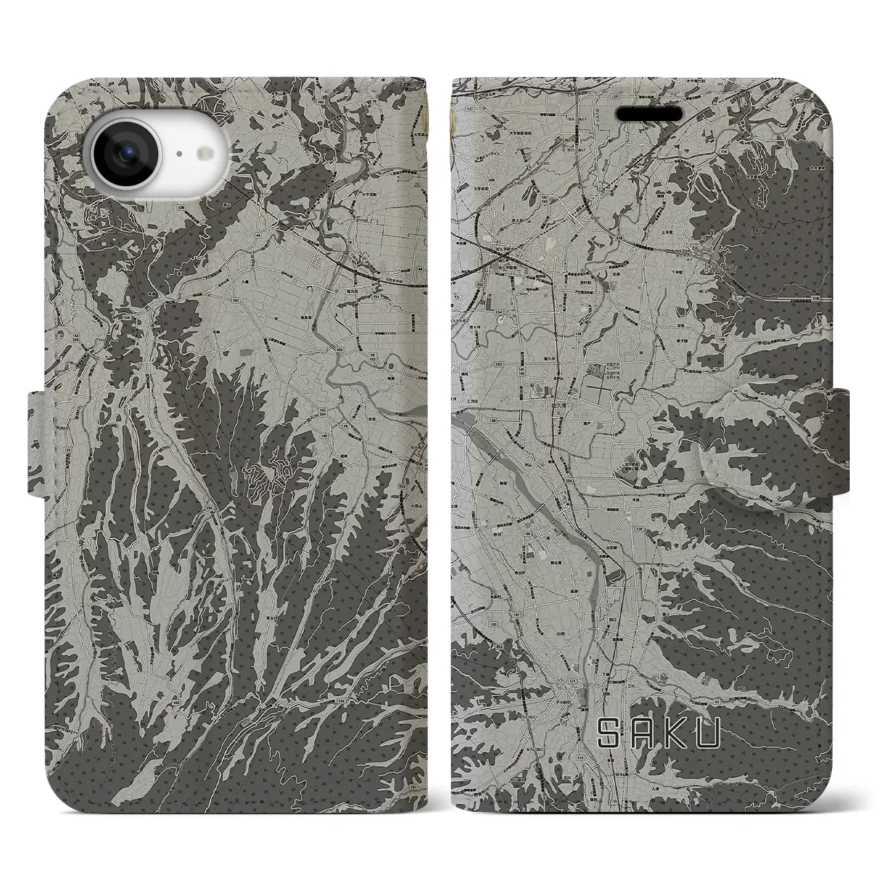 【佐久(長野県)】地図柄iPhoneケース(手帳タイプ)